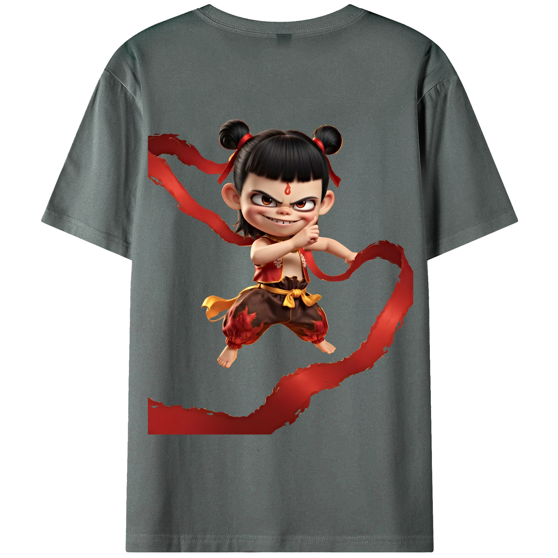 （画像用） Ne Zha 2 ナタ 魔童の大暴れ 綿100％半袖Tシャツ（背面プリント）
